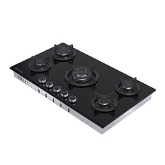 Startec Built-In Gas Hob 90cm, G5811GCPIL - Black Glass