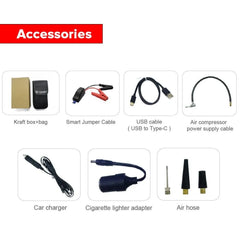 Toby's Portable Car & Bike Air Pump with LCD Display, LED Flashlight, and Multi-Functional Charging Ports - 14000mAH capacity