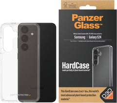 PanzerGlass HardCase with D3O Bio for Samsung Galaxy S24 Transparent Tempered Glass Back Cover with Military Grade Drop Protection and Wireless Charging Compatibility