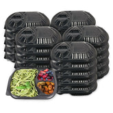 3-Compartment Disposable Plastic Food Container Box - 1000ml - 23.5 x 21 x 5.5 cm