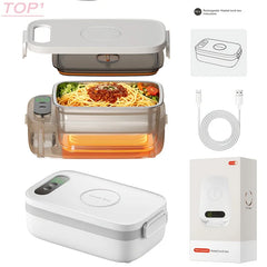 Premium 1L Rechargeable Electric Lunch Box with 40W PTC Heating, Smart Temperature Control & 3500mAh × 4 Battery