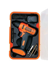Black+Decker 12V Cordless Drill Driver Kit 1.5Ah Battery 900 RPM with 13 Bit Set and 5m Tape Measure ACLD12-B5