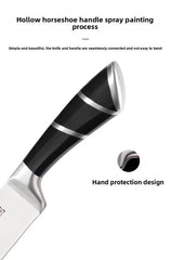 8-Piece Stainless Steel Kitchen Knife Set with 5 Knives, Scissors, Sharpening Rod & 360° Rotating Storage Stand
