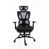 Black Bull Ergonomic Mesh Gaming & Office Chair with Footrest - Black