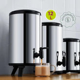12L Triple-Layer Stainless Steel Beverage Dispenser with 304 Steel Liner, Foldable Tripod Stand, -30°C to 150°C Heat-Cold Resistance & Long-Hour Thermal Preservation for Tea, Coffee, Milk & Juice