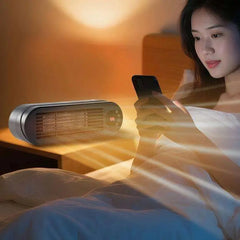Personal Portable PTC Mini Heater with LCD Display, Intelligent Temperature Control, Remote Control & 12-Hour Timer for Bedroom, Study, and Bathroom - 1000W