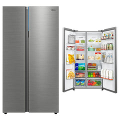 Midea 681 Liters Side by Side Refrigerator, Silver - MDRS925CIE46M