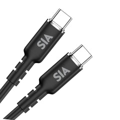 Sia Silicone USB-C To USB-C Cable 60W 1.2M, Black - SISRCC60-BK-DEAL