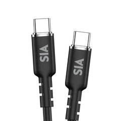 Sia Silicone USB-C To USB-C Cable 60W 1.2M, Black - SISRCC60-BK-DEAL