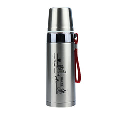 500ml Stainless Steel Vacuum Insulated Travel Flask with Leakproof Lid & Carry Strap for Hot & Cold Drinks