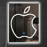 مرآة LED بتصميم تفاحة مزخرفة مع مفتاح لمس للمنزل والفندق والصالون - 60 × 80 سم