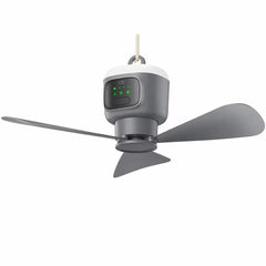 FS-6P 45 CM 9W Rechargeable Portable Hanging Ceiling Fan with 12000mAh Battery, RC, 3 Speeds, Night Light, 2/4/8H Timer, Detachable Blades & Type-C Charging