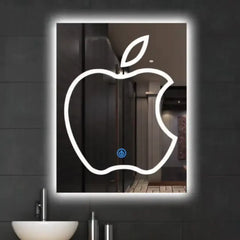مرآة LED بتصميم تفاحة مزخرفة مع مفتاح لمس للمنزل والفندق والصالون - 60 × 80 سم