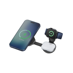 Energea AluMag Trio-2 3 in 1 Foldable 25W Wireless Charger - Gunmetal