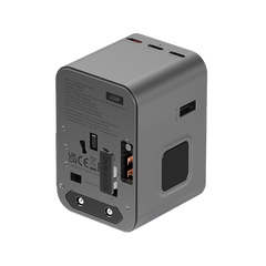 Energea Travelworld 3-Port USB-C and 2-Port USB-A 45W PD Travel Adapter - Gunmetal