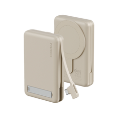 Energea MagPac Pro Plus MagSafe 10000mAh Power Bank Built-In USB-C Cable With Built In Stand - Sand