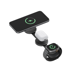 Energea AluMag Trio 3 in 1 Foldable 15W Wireless Charger - Blue