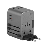 Energea Travelworld 2-Port USB-C and 3-Port USB-A 35W PD Travel Adapter - Gunmetal