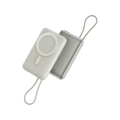 Bazic GoPower Fusion Mag 10K MagSafe Compatible Power Bank 10000mAh With Build in USB-C Cable - Pebble