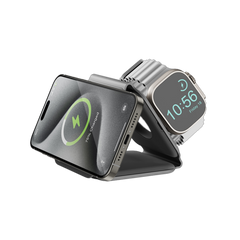 Bazic GoMag Trio Plus 3 in 1 15W Elevated Foldable Charger - Grey