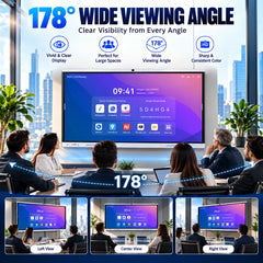 Premium 55 Inch 4K UHD Smart Interactive Display with 100-Point Touch, 48MP Camera, Wireless Casting, Digital Whiteboard, Dual Magnetic Pens & Wall Mount for Conference Rooms & Smart Classrooms with Wall Mounting Bracket