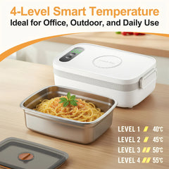 Premium 1L Rechargeable Electric Lunch Box with 40W PTC Heating, Smart Temperature Control & 3500mAh × 4 Battery