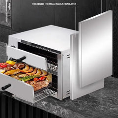 Double Tray Stainless Steel Electric Pizza Oven - 3.2KW - 50 x 48.5 x 35 cm