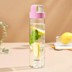 Borosil Neo 550ml Borosilicate Glass Water Bottle with Leakproof Airtight Lid, Fridge Safe Wide Mouth Clear Bottle