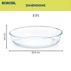 Borosil Oval Borosilicate Glass Baking and Serving Dish, Oven Microwave Freezer Safe Scratch Resistant Clear Bakeware