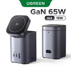 UGREEN 65W 2-in-1 GaN Desktop Fast Charger UK - Space Grey