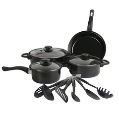 13-Piece Non-Stick Metal Cookware Set with Tempered Glass Lids, Comfort-Grip Handles & Eco-Friendly Coating – Sizes from 14 cm to 22 cm