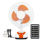 12 Inch Rechargeable AC/DC Stand Fan with Solar Panel, 6V Battery Backup, LED Night Light & USB