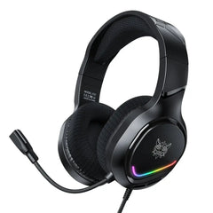 سماعة الألعاب السلكية ONIKUMA X31 RGB مع ميكروفون بخاصية إلغاء الضوضاء ومحركات 50 مم للكمبيوتر الشخصي والكونسول والجوال - مفتوحة الكرتون / منتج جديد