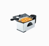 SAYONA Stainless Steel 3L Deep Fryer with High Power Heating, Adjustable Thermostat Control, Nonstick Removable Inner Tank and Oil Drain Basket System - 2000W