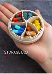Round Travel Pill Organizer with 4 Compartments