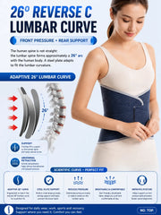 Adjustable Lumbar Back Brace & Waist Support Belt with 33CM Wide Support, Four Steel Support Strips, Dual Criss-Cross Elastic Straps & Breathable Mesh