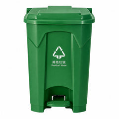80L Large Capacity Plastic Pedal Trash Bin with Hands-Free Foot Operation & Hinged Lid for Indoor & Outdoor Use