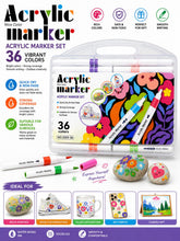 BBM 36 Colors Acrylic Paint Marker Set with Single Tips Waterproof Non-Toxic Pens for Rock, Mug, Glass, Wood, Ceramic, Fabric & Canvas Painting