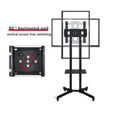 Premium Mobile TV Stand Trolley for 32-70 Inch TVs with Height Adjustment, ±15° Tilt, 90° Portrait & Landscape Rotation, Media Shelf, Cable Management & Lockable Wheels