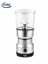 PURE 2-in-1 Electric Grinder 350W with Stainless Steel Grinding Bowl, Transparent Cover, Metal Blade, 85g Capacity, One-Touch Power Switch and 220-240V Compact Kitchen Grinder for Coffee Beans, Nuts, Grains and Spices