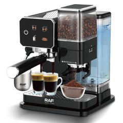 RAF R.0204 Premium 2-in-1 Espresso Coffee Maker with 15 Bar Pump, Integrated Grinder, Steam Frother & 900ml Water Tank for Authentic Café-Style Experience at Home & Office