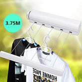 3.2m Wall Mounted Retractable Clothesline Drying Hanger for Indoor & Outdoor Clothes