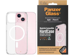 PanzerGlass Back Cover Hard Case MagSafe for Apple iPhone 15 with Transparent Design, D3O Protection and Antibacterial Impact Resistant Protection