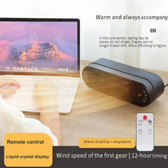 Personal Portable PTC Mini Heater with LCD Display, Intelligent Temperature Control, Remote Control & 12-Hour Timer for Bedroom, Study, and Bathroom - 1000W