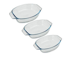 Pyrex Oval Roaster Set of 3 PCS ( 4 +2.8 + 2 ) Liter