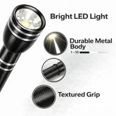 مصباح يدوي LED قابل لإعادة الشحن ممتاز GHS DC-90 مع مجموعة بطاريتين، مصباح يدوي 5 واط CREE LED، بطاريات 2000 مللي أمبير، شعاع فائق المدى، ضوء طوارئ مقاوم للماء مع شاحن
