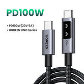 UGREEN Uno USB-C to USB-C PD Fast Charging Cable 5A Max 1m 100w - Black