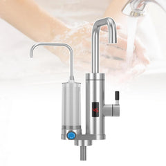 Instant Hot Water Kitchen Faucet with Built-in Water Filter, LCD Temperature Display, 3000W Fast Heating, Stainless Steel Body, Ceramic Cartridge Electric Tap for Kitchen Use