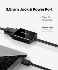 محول UGREEN HDMI إلى VGA بطول 25 سم (أسود)