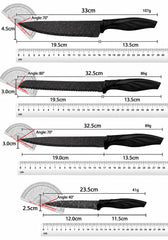 Swiss Gold 6-Piece Premium Stainless Steel Kitchen Knife Set with Non-Stick Blades, Ergonomic Anti-Slip Handles & Y-Peeler